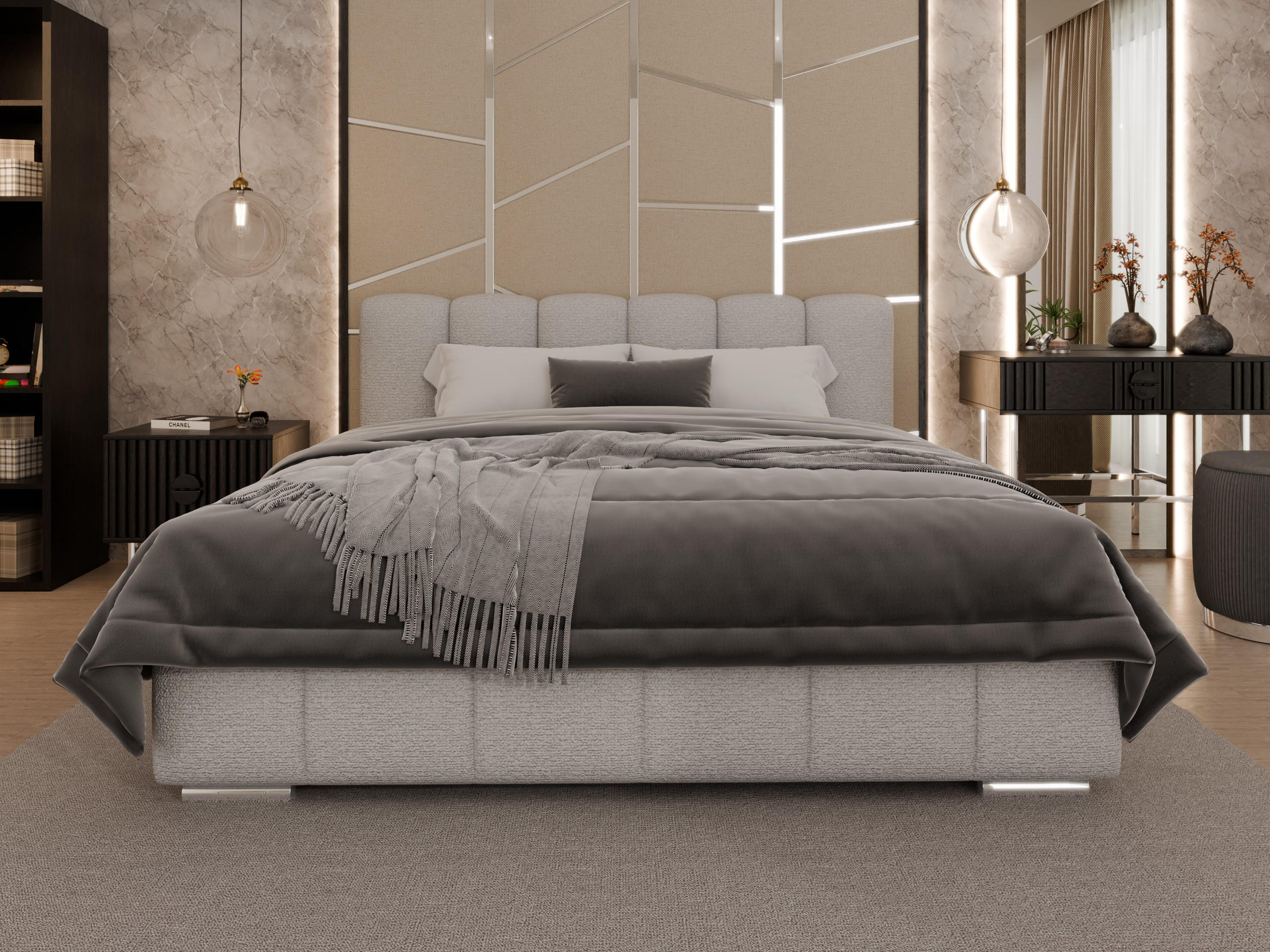 POLSTERBETT Zaira 180 x 200 cm mit Bettkasten und Lattenrost taschenfederkernmatratze 19cm - cappuccino - Cappuccino, Holz (180/200cm) - Panda Möbel