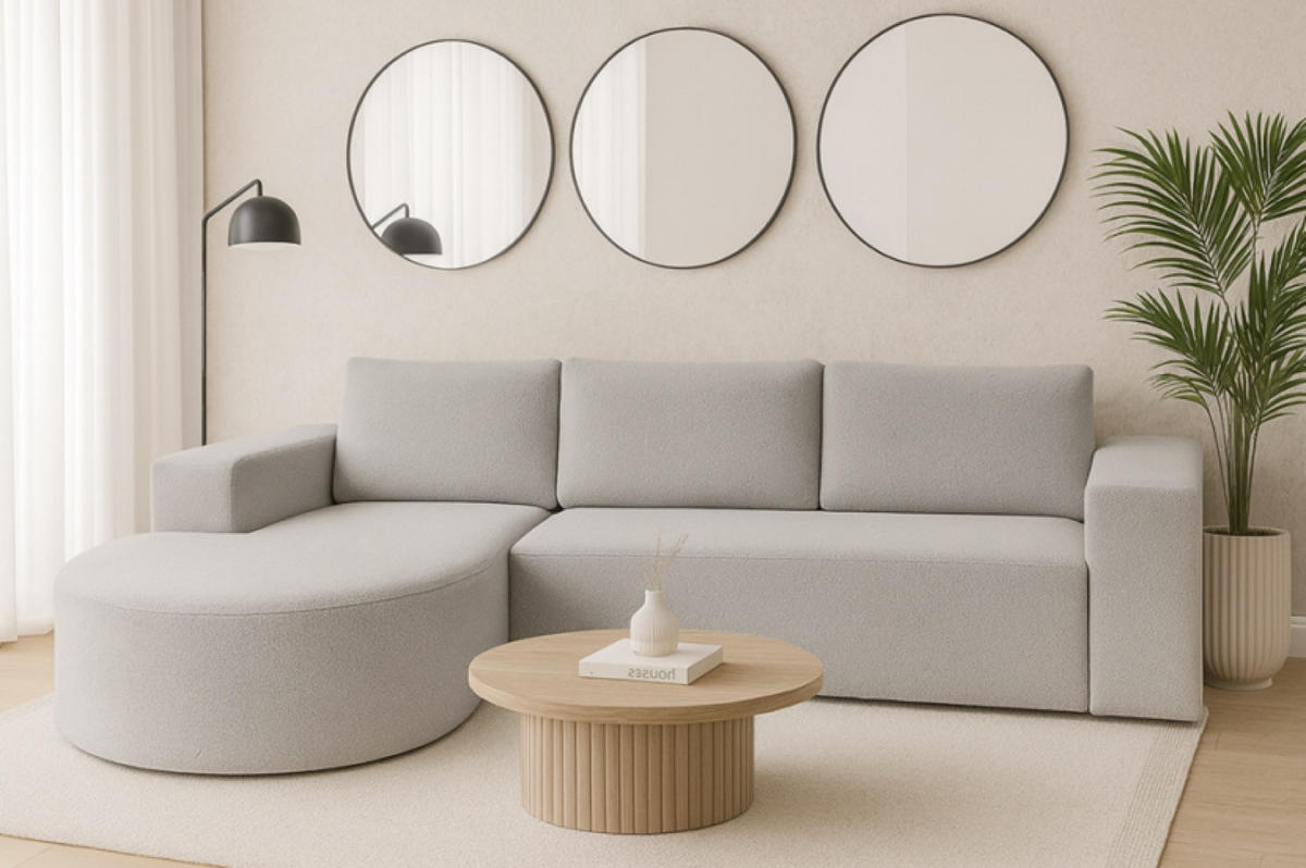 ECKSOFA Grau Vello Mit Schlaffunktion Links Boucle CatchMe - Grau, Textil (270/165cm) - Sepro Meble