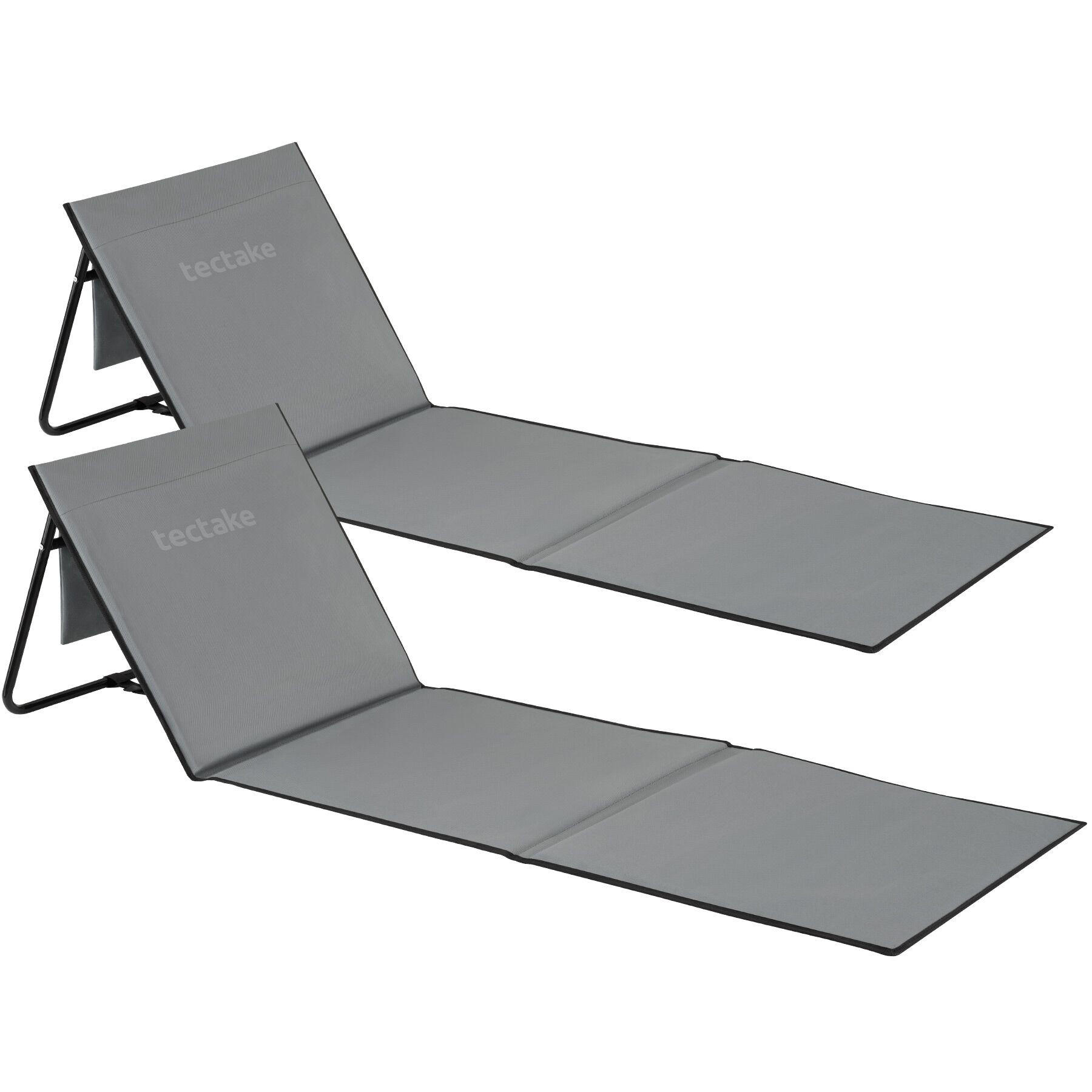 STRANDMATTE 2er Set Mina, inkl. Aufbewahrungstasche, grau/blau - Blau/Grau, Textil (52.5/1.7/157cm) - tectake