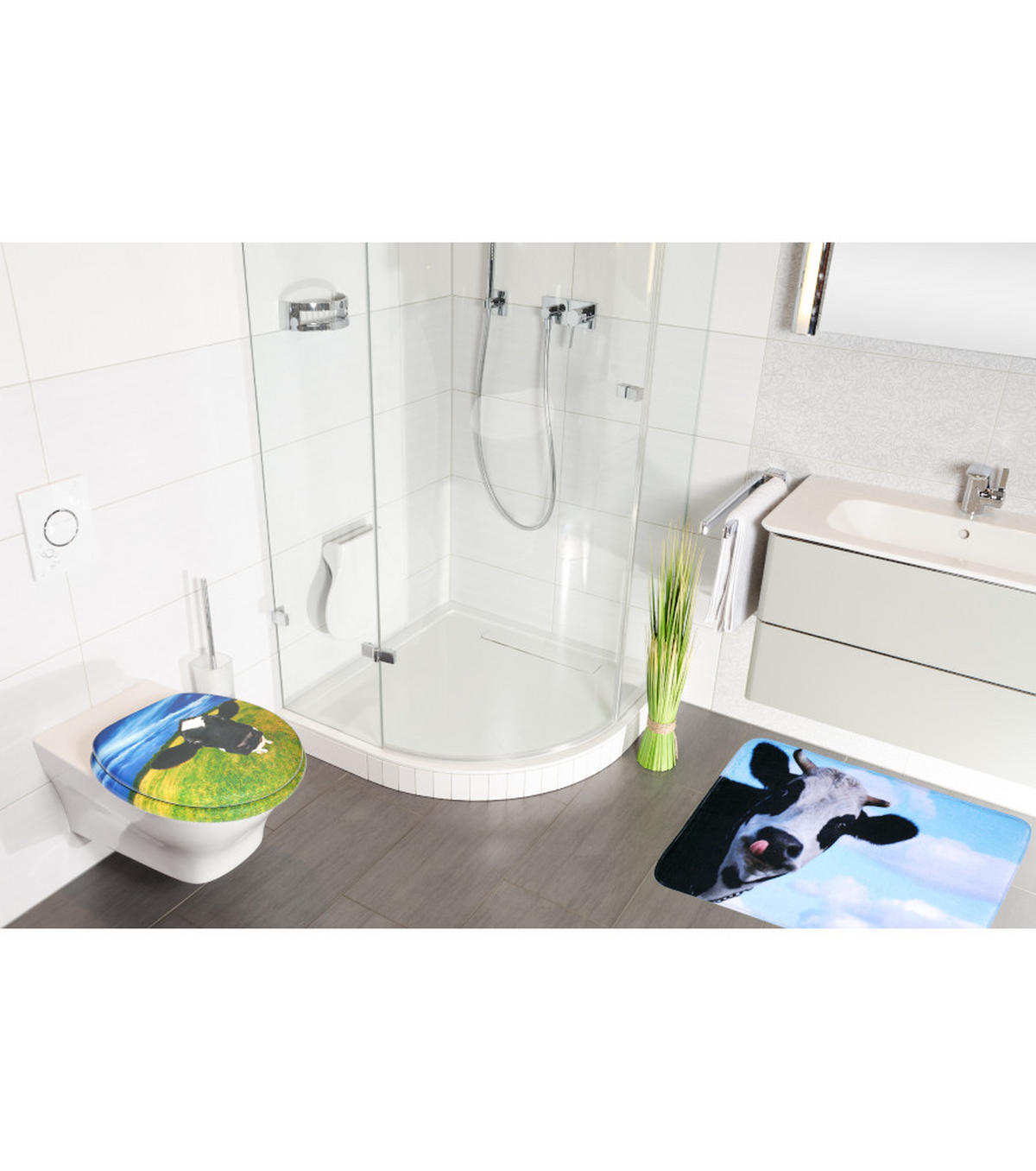 BADTEPPICH Kuh 50 x 80 cm - Schwarz, Textil (50/80cm) - Sanilo