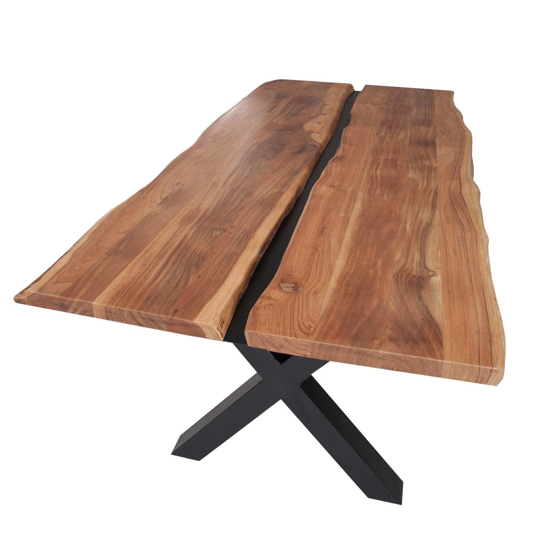 ESSTISCH AMAZONAS Akazie Natur 200cm - Schwarz/Braun, Holz/Metall (98/200/75cm) - riess-ambiente