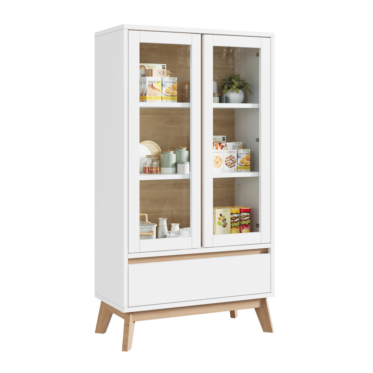 HIGHBOARD DE-38604 80/40/150 cm verstellbare Einlegeböden Weiß/Holz - Weiß, Holzwerkstoff (80/150/40cm) - ComfortXL