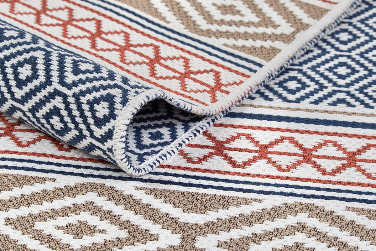 TEPPICH AZTECA Grau Rot 160/230 cm - Rot/Grau, Naturmaterialien (160/230cm) - Tapiso