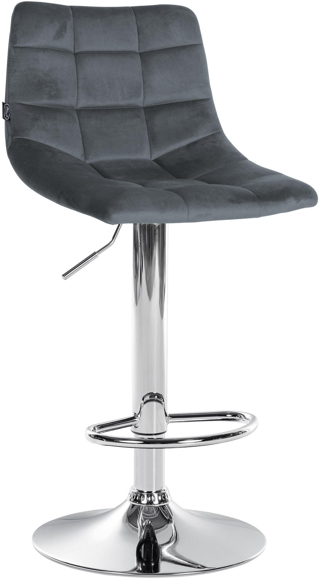 BARHOCKER Samt dunkelgrau - Chromfarben/Dunkelgrau, Textil/Metall (43/87/46.5cm) - CLP
