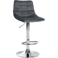 BARHOCKER Samt dunkelgrau - Chromfarben/Dunkelgrau, Textil/Metall (43/87/46.5cm) - CLP