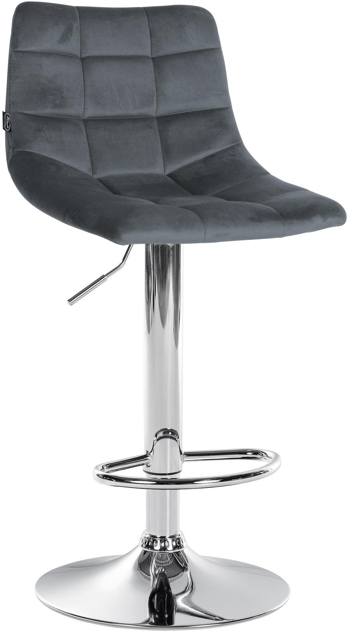 BARHOCKER Samt dunkelgrau - Chromfarben/Dunkelgrau, Textil/Metall (43/87/46.5cm) - CLP