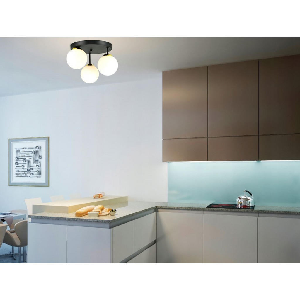 Thumbnail - kiki design Deckenleuchte, Schwarz, Weiß, Gold, Metall, Glas, 30x26x30 cm, Lampen & Leuchten, Innenbeleuchtung, Deckenle...