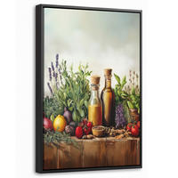 LEINWAND Bilder mit Rahmen - Stilleben - Kräuter - Gewürze - Früchte - Farbenfroh - 40x60 - Grün, Textil (40/60cm) - MuchoWow