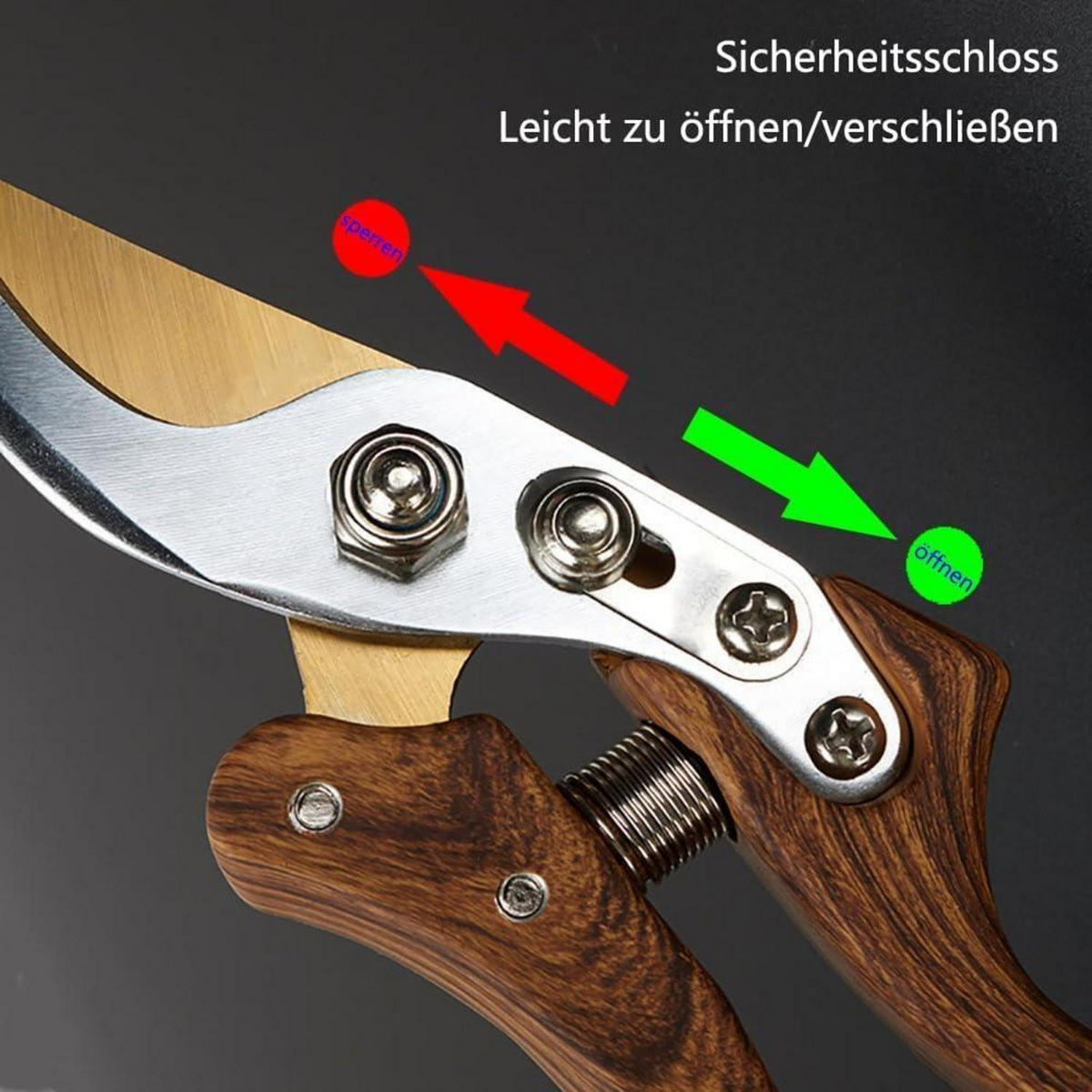 GARTENSCHERE aus japanischem SK4-Stahl mit Holzmaserung - Braun, Metall (6/2.4/21.8cm)