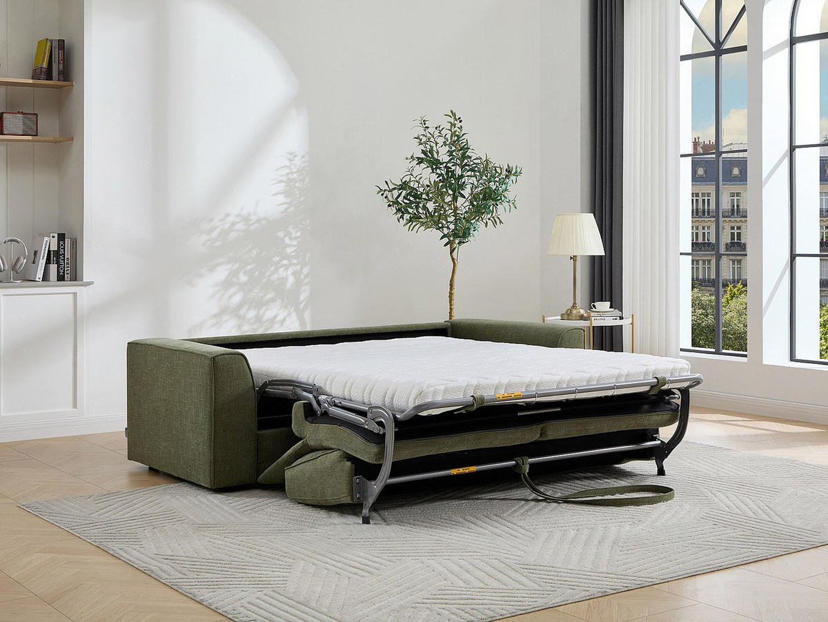 SCHLAFSOFA - 3 Personen - Stoff - Grün - - Grün, Textil (208/85/98cm) - Vente-Unique