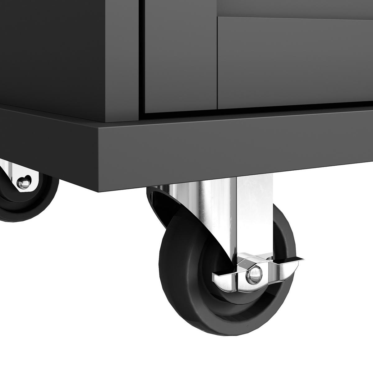 KÜCHENWAGEN Speisewagen 134x46x92cm Schwarz mit 5 Rädern & 3 Schubladen - Schwarz, Holzwerkstoff (134/92/46cm) - Modfu