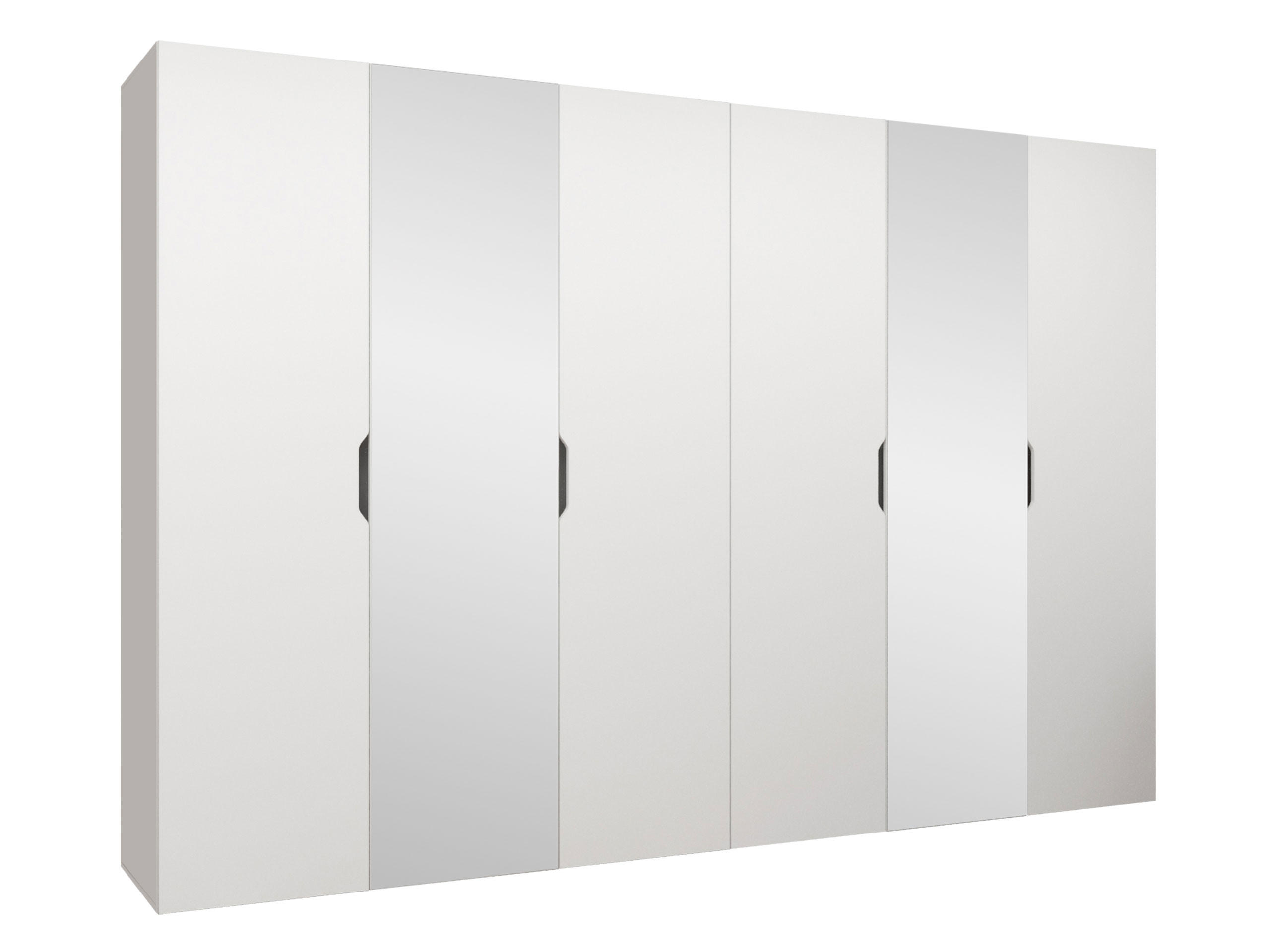 DREHTÜRENSCHRANK Malaga 300 mit Frontspiegel - Weiß, Holzwerkstoff (300/202/52cm) - MIRJAN24