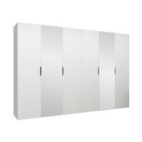 DREHTÜRENSCHRANK Malaga 300 mit Frontspiegel - Weiß, Holzwerkstoff (300/202/52cm) - MIRJAN24