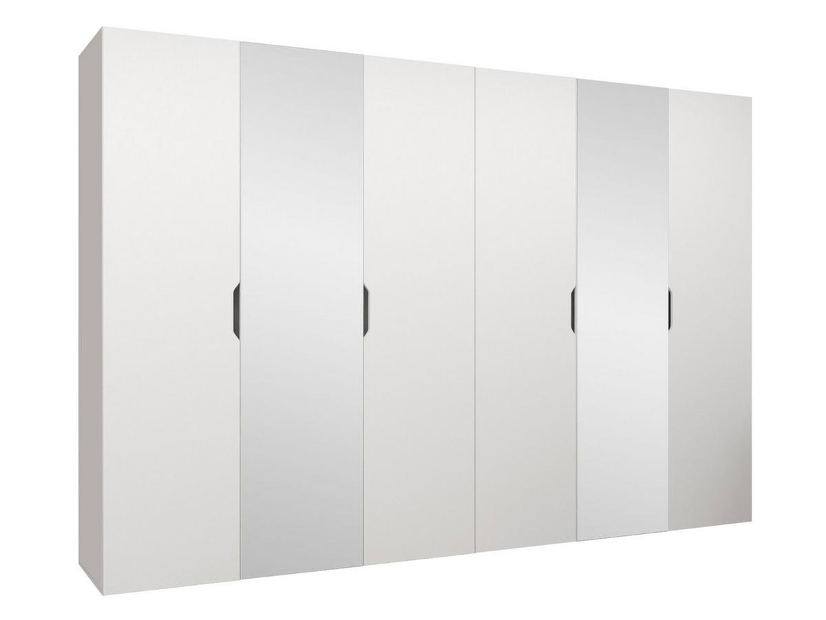 DREHTÜRENSCHRANK Malaga 300 mit Frontspiegel - Weiß, Holzwerkstoff (300/202/52cm) - MIRJAN24