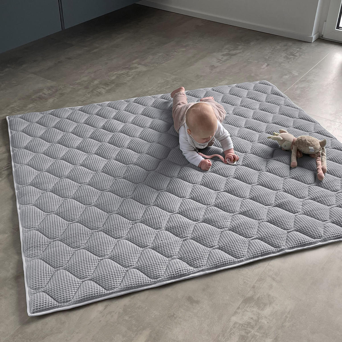 KRABBELDECKE 120x120cm Hellgrau - Hellgrau, Textil (120/120cm) - Sanosoft