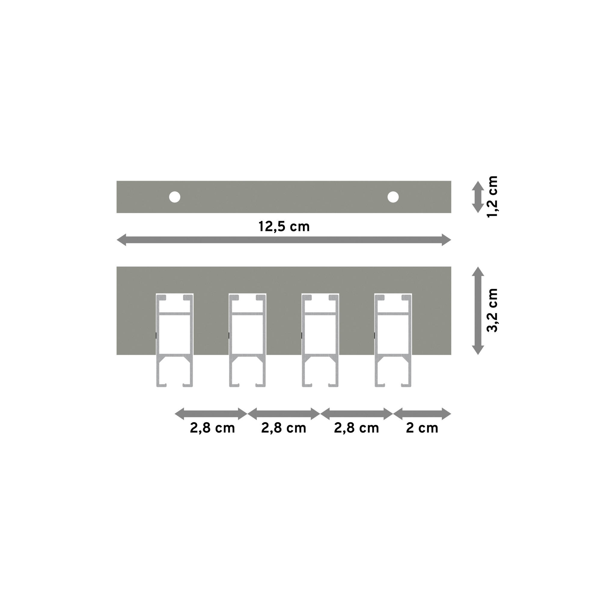 INNENLAUF-GARDINENSTANGEN-SET Smartline Conex 600 cm (geteilt in 3 x 200 cm), 4-läufig, 14x35 mm Edelstahl-Optik - Edelstahlfarben, Metall (600cm) - INTERDECO