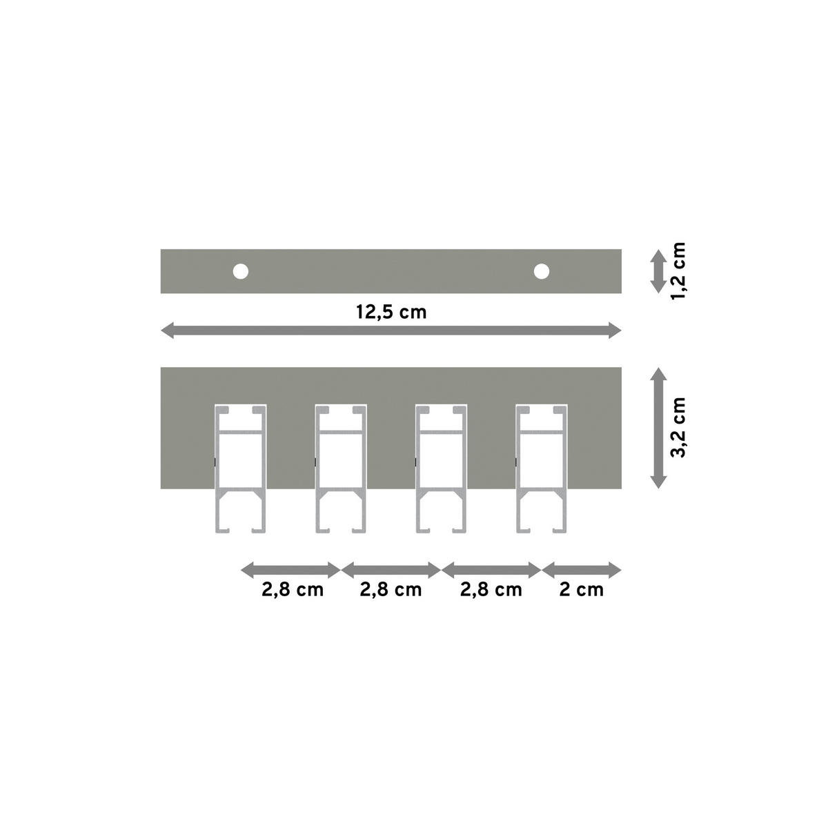 INNENLAUF-GARDINENSTANGEN-SET Smartline Paxo 320 cm (geteilt in 2 x 160 cm), 4-läufig, 14x35 mm Edelstahl-Optik - Edelstahlfarben, Metall (320cm) - INTERDECO
