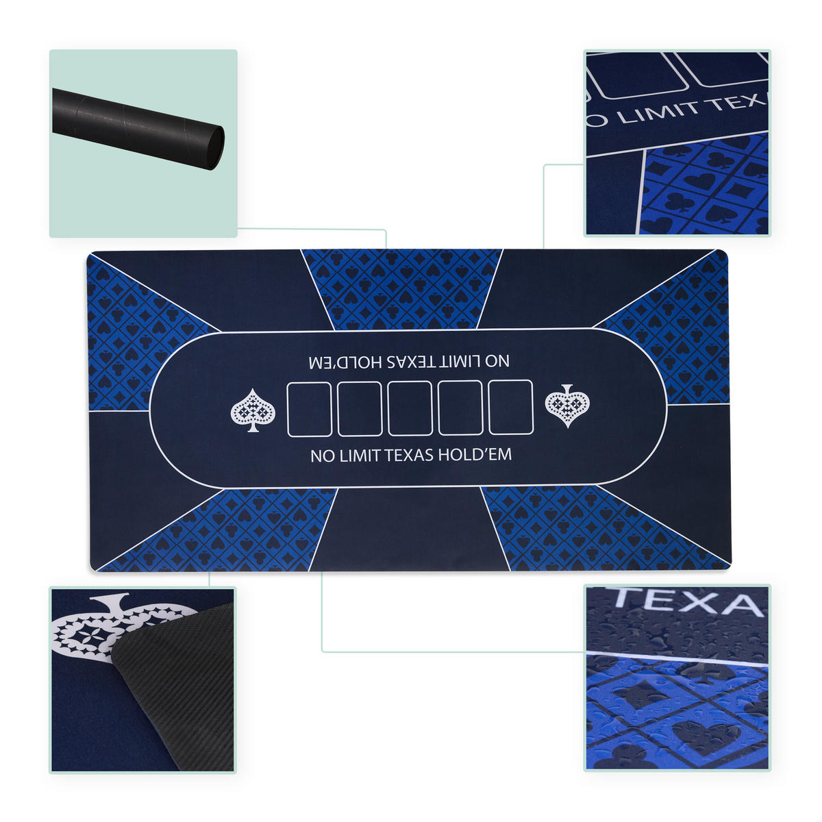 POKERMATTE - Blau, Wellpappe/Kunststoff (120/0.2cm) - Relaxdays