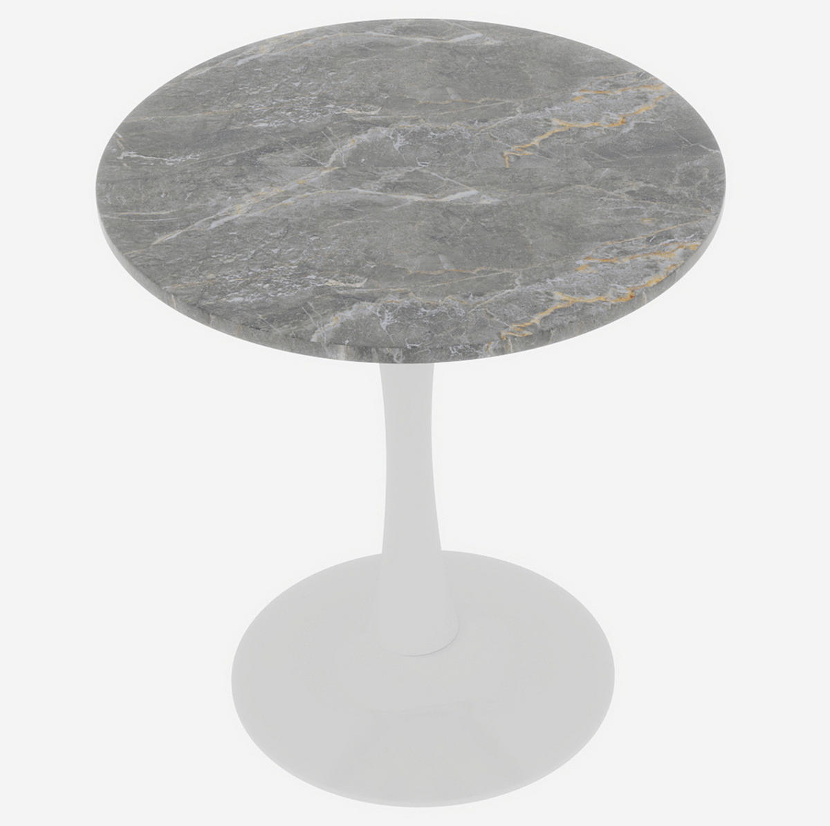 ODKLÁDACÍ stolek z umělého mramoru, průměr 70 cm, starobílá/šedá - bílá, kámen (70/70/72cm) - BEAOK