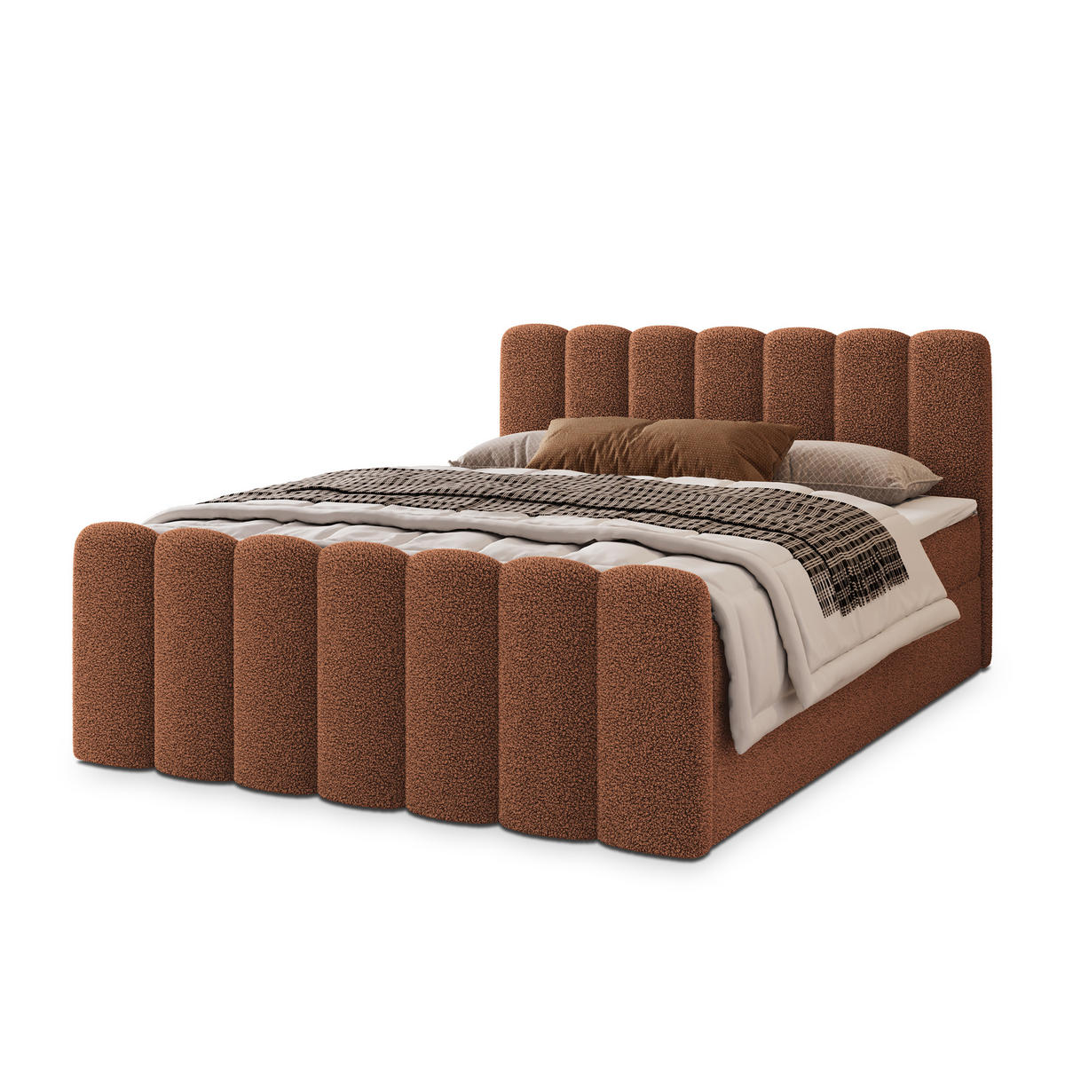 POSTEL BOXSPRING CELLA 160x200 cm, s matrací a úložným prostorem, měděná - měděná, kompozitní dřevo/textil (160/200cm) - MASSENO