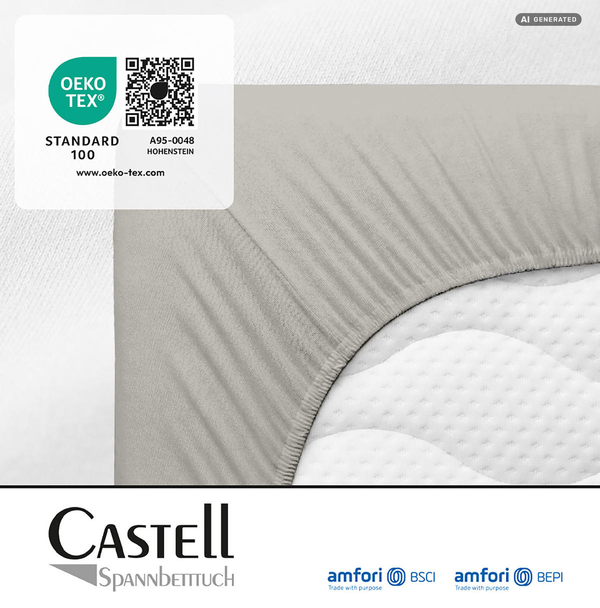 SPANNBETTTUCH Basic Jersey sturmgrau, 180x200 cm - 200x200 cm - Grau, Textil (200/200cm) - Castell