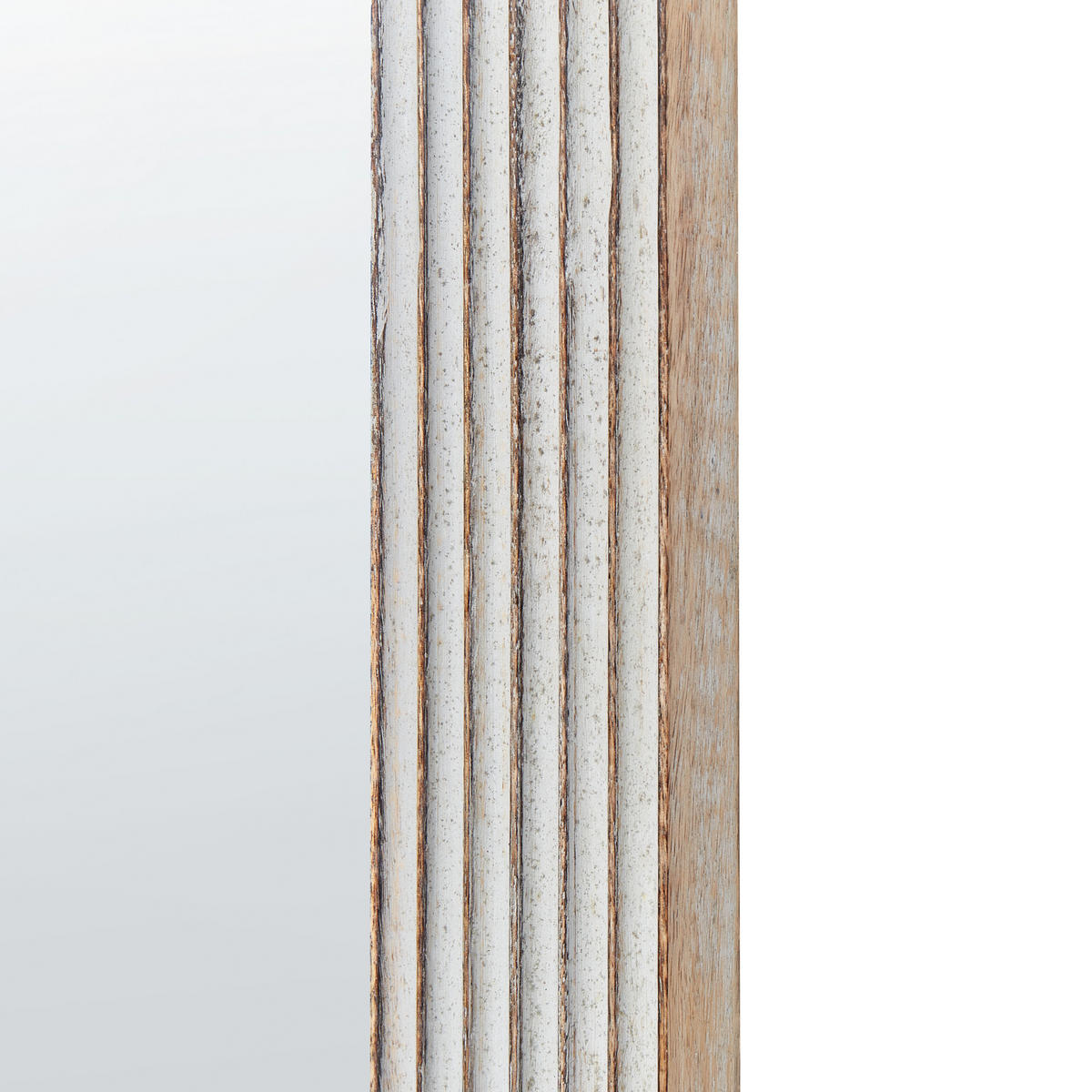 WANDSPIEGEL Mangoholz weiß 65/107 cm Chandon - Hellbraun/Weiß, Holz (65/107/3cm) - Beliani