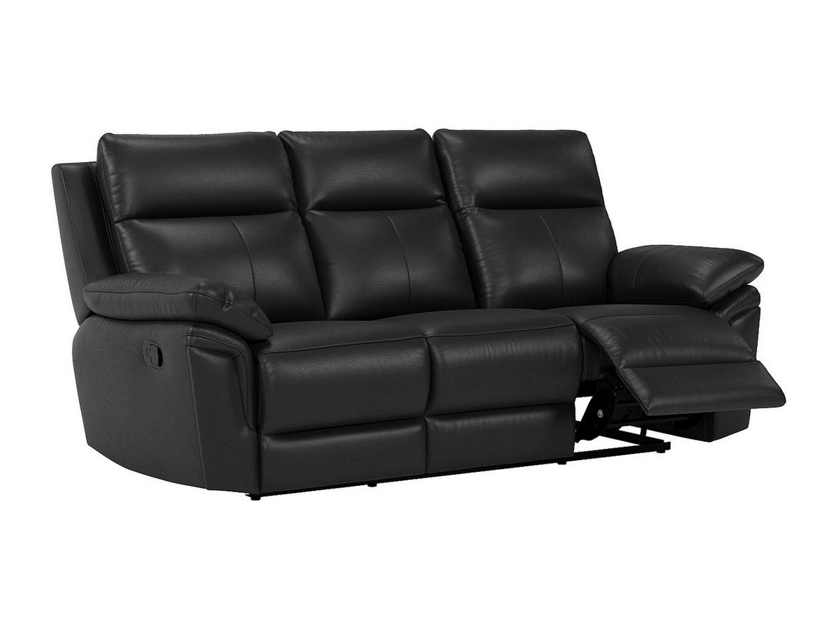 RELAXSOFA - 3 Personen - leder - schwarz Pakita - Schwarz, Leder (208/102/92cm) - Vente-Unique
