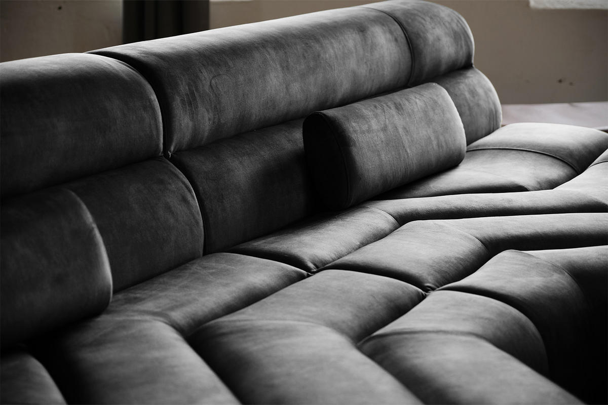 BIG SOFA MIT KISSEN TARA Anthrazit Velvet - Anthrazit, Textil (286/76/143cm) - KAWOLA
