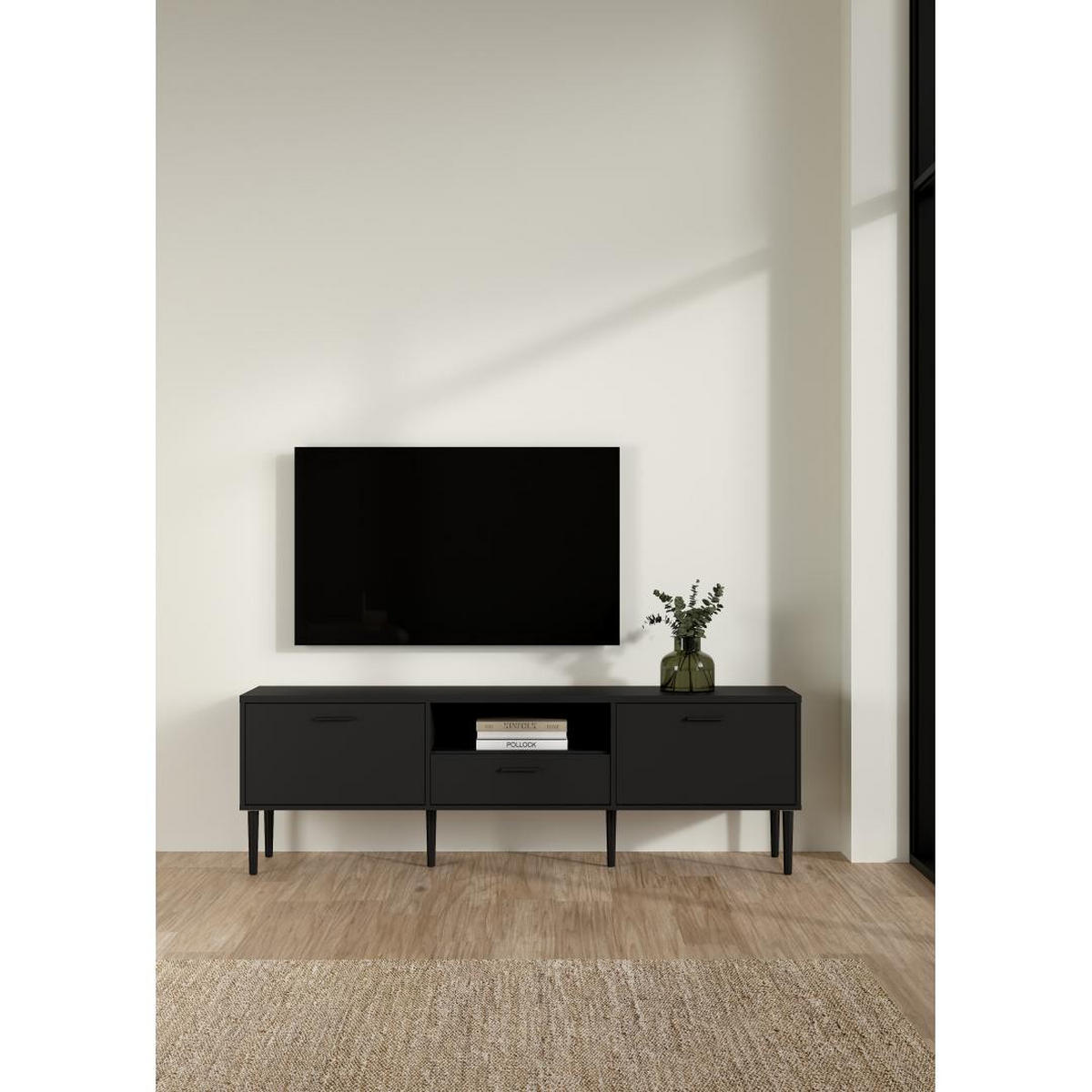 TV-MÖBEL, Media, Schwarz, Holzwerkstoff, 178 x 40 x 57 cm - Schwarz, Holzwerkstoff (178/57/40cm) - ebuy24