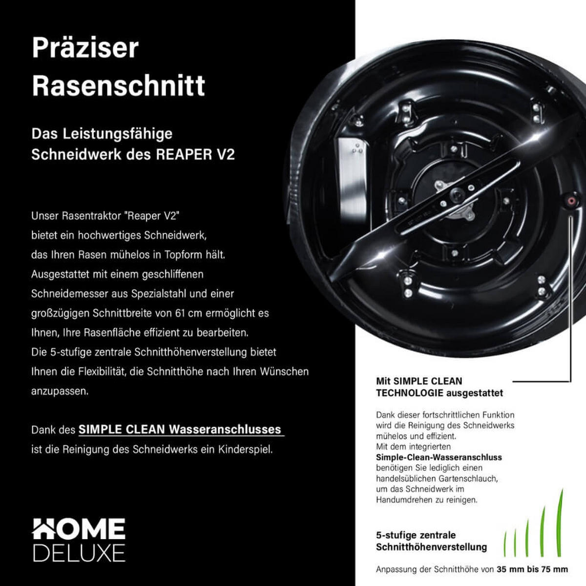 RASENMÄHER REAPER Schwarz - Anthrazit, Metall (72.2/106/180cm) - Home Deluxe