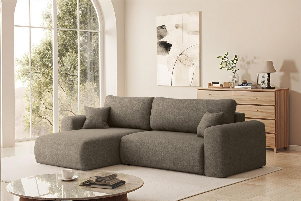 ECKSOFA Flora In Verita - Braun, Holzwerkstoff/Textil (145/272cm) - Fun Möbel