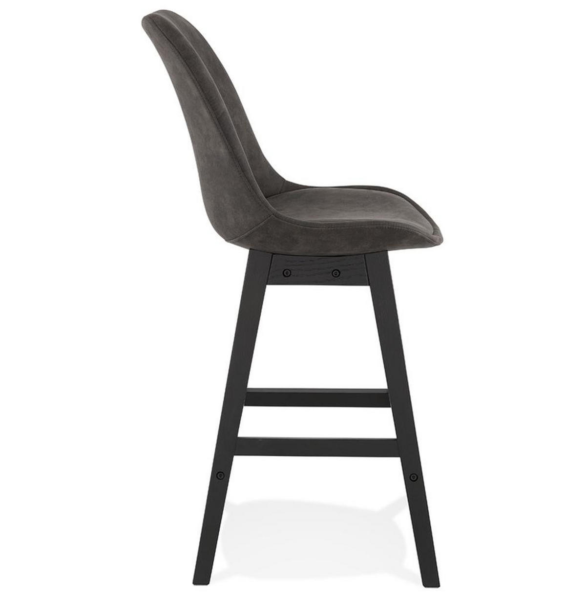 BARHOCKER Mikrofaser Massivholzbeine Sitzhöhe 66cm Skandi-Stil NIXARA MINI, Anthrazit-Schwarz 48x56x103 cm - Anthrazit/Schwarz, Eichenholz/Textil (48/103/56cm) - KADIMA DESIGN