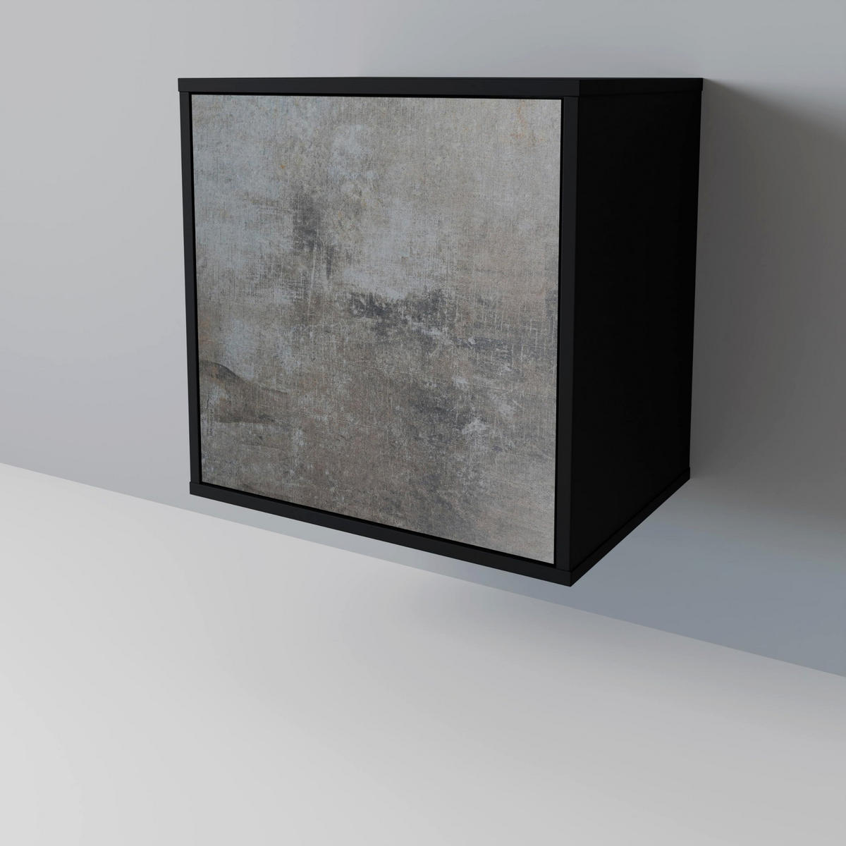 SIDEBOARD CONCRETE WALL, Schwarz, 57,5x42x75,5 cm, Goldfarbene Metallfüße - Goldfarben/Multicolor, Holzwerkstoff/Metall (57.5/75.5/42cm) - SpaceRebels