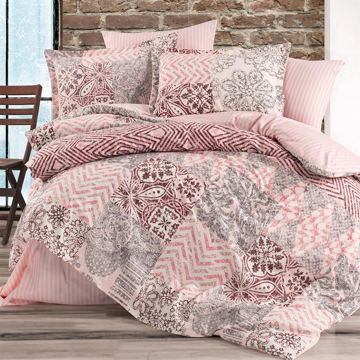 BETTWÄSCHE 5-teilig 200/200 cm PASTEL - Rosa, Textil (200/200cm) - ROLFNERS