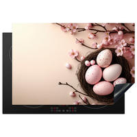 HERDABDECKPLATTE Rosa - Blüten - Eier Ceranfeldabdeckung 78x52 cm - Hellrosa, Kunststoff (78/52/0.2cm) - MuchoWow