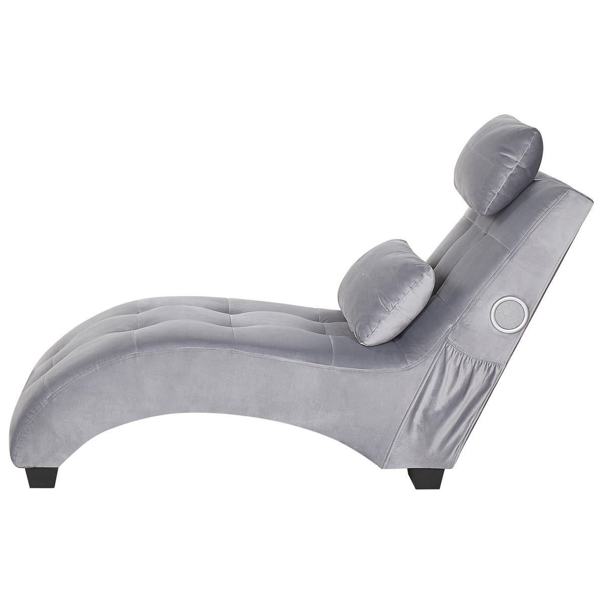 ČALOUNĚNÉ LEHÁTKO CHAISE LONGUE Sametová látka Šedé Simorre - světle šedá, textil (157/82/66cm) - Beliani