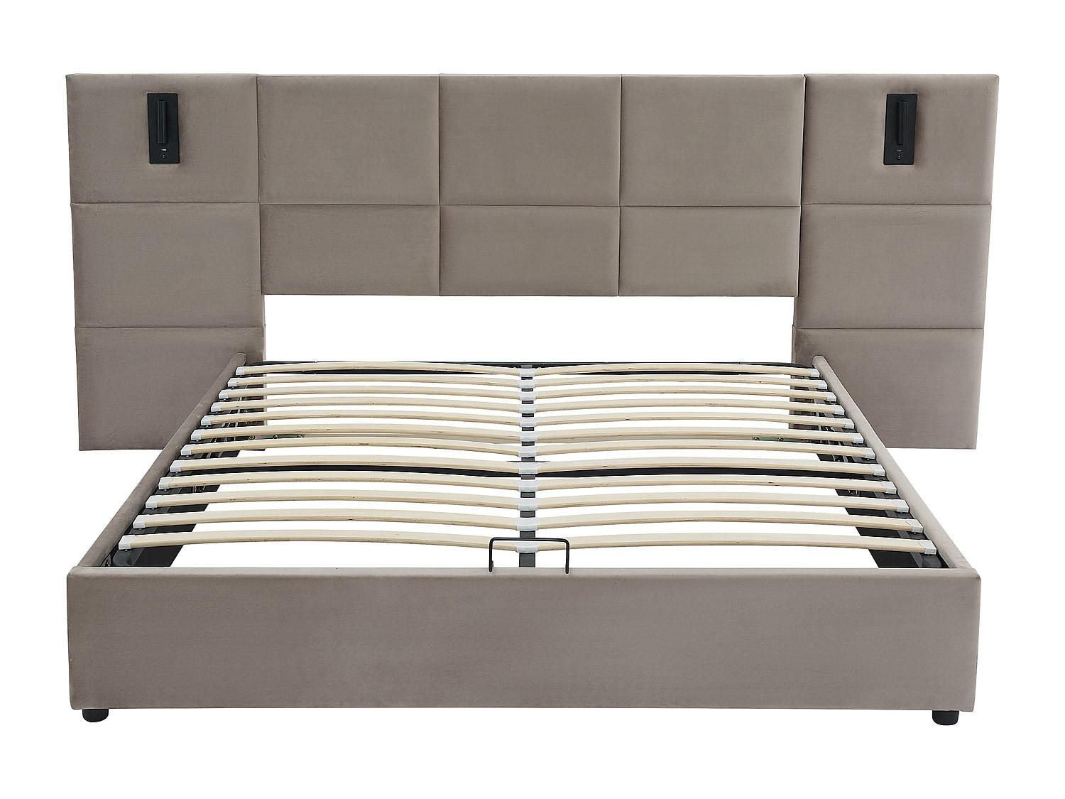 BETT mit Bettkasten - 2 Personen - Samt, Stoff - Taupe - - Taupe, Textil (180/200cm) - Vente-Unique