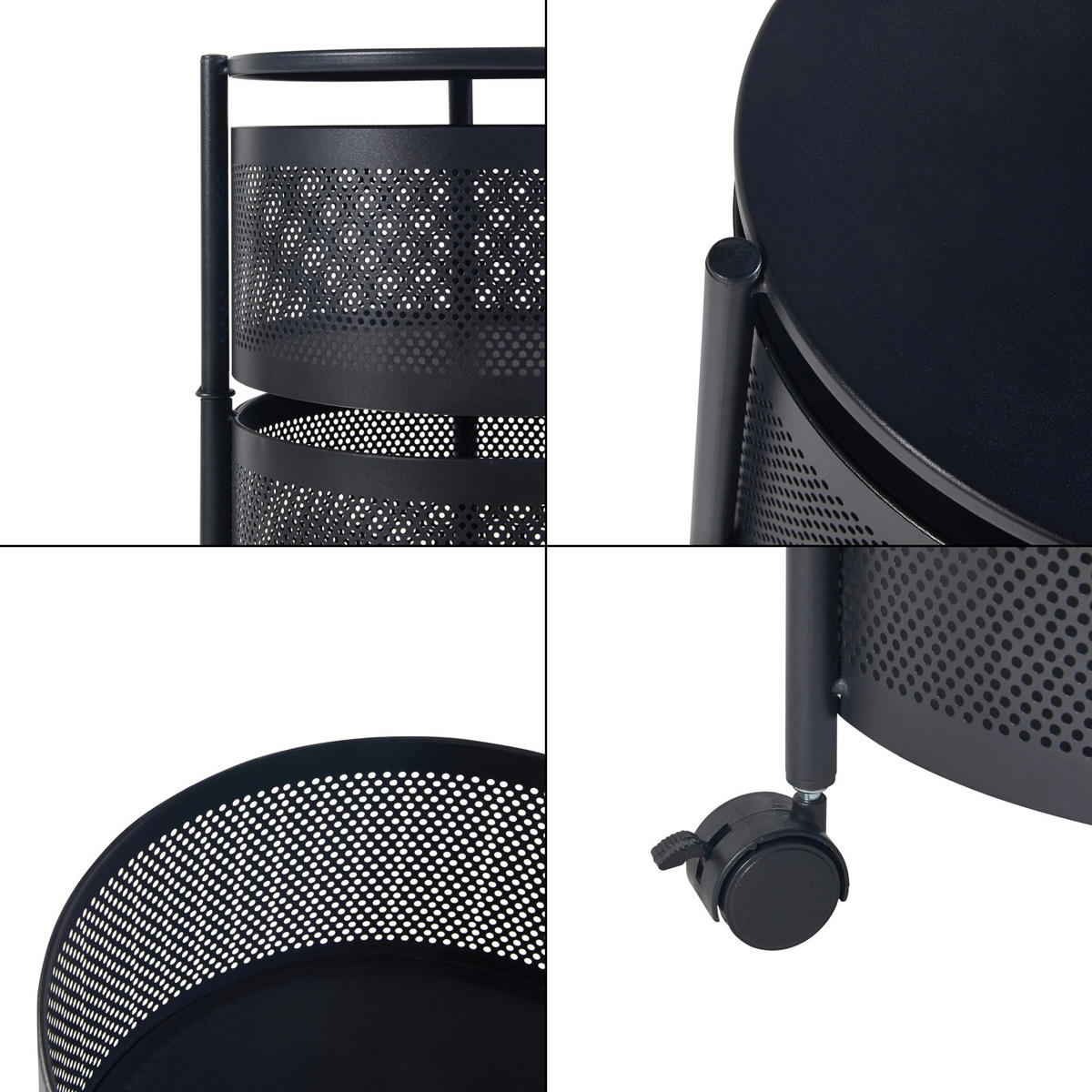 ROLLWAGEN Steigen - Schwarz, Metall (33/89.5/33cm) - [en.casa]