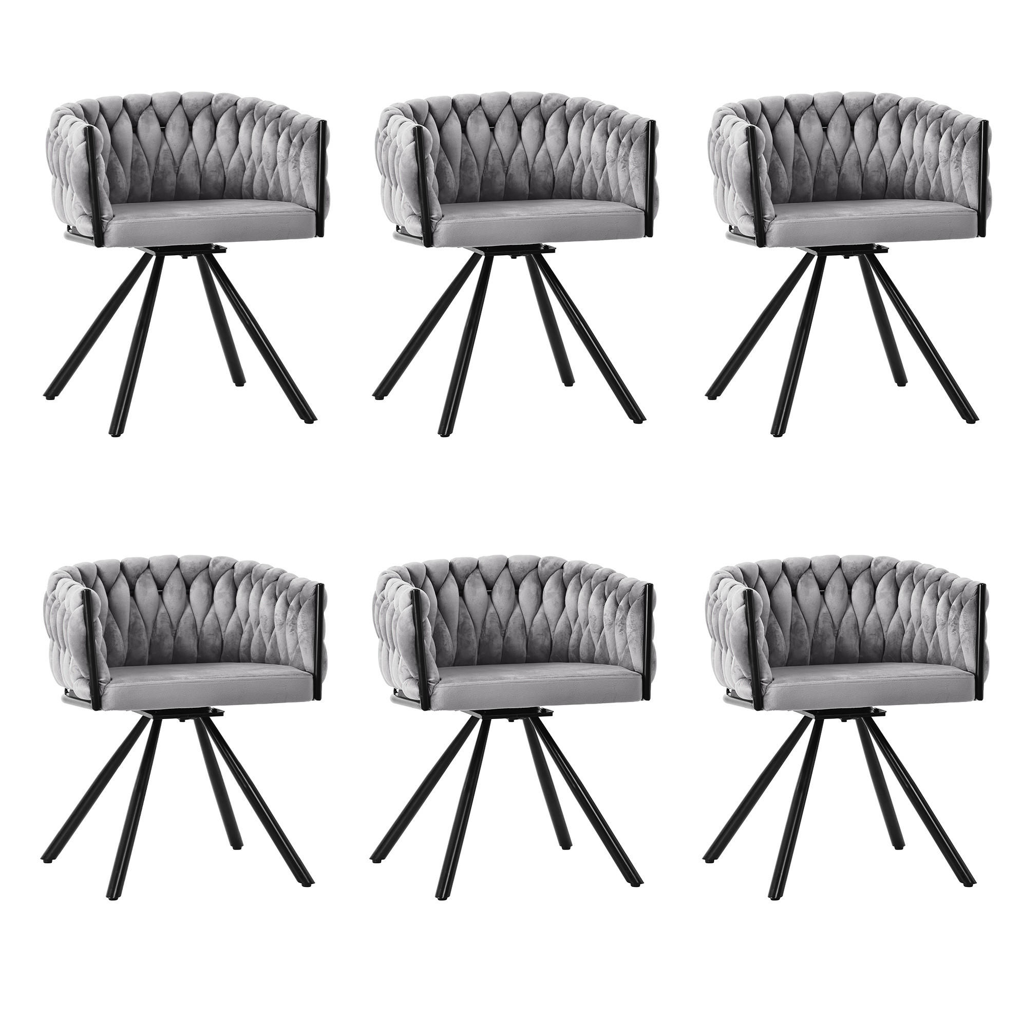 ESSZIMMERSTUHL 6er-Set drehbar Samt Grau - Grau, Metall (54/72/59.2cm) - Meubliv