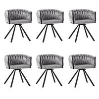 ESSZIMMERSTUHL 6er-Set drehbar Samt Grau - Grau, Metall (54/72/59.2cm) - Meubliv
