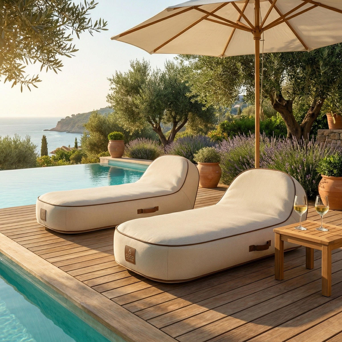 SONNENLIEGE PALMA Weiß - Creme/Weiß, Kunststoff/Textil (85/27/85cm) - Coco Lounge