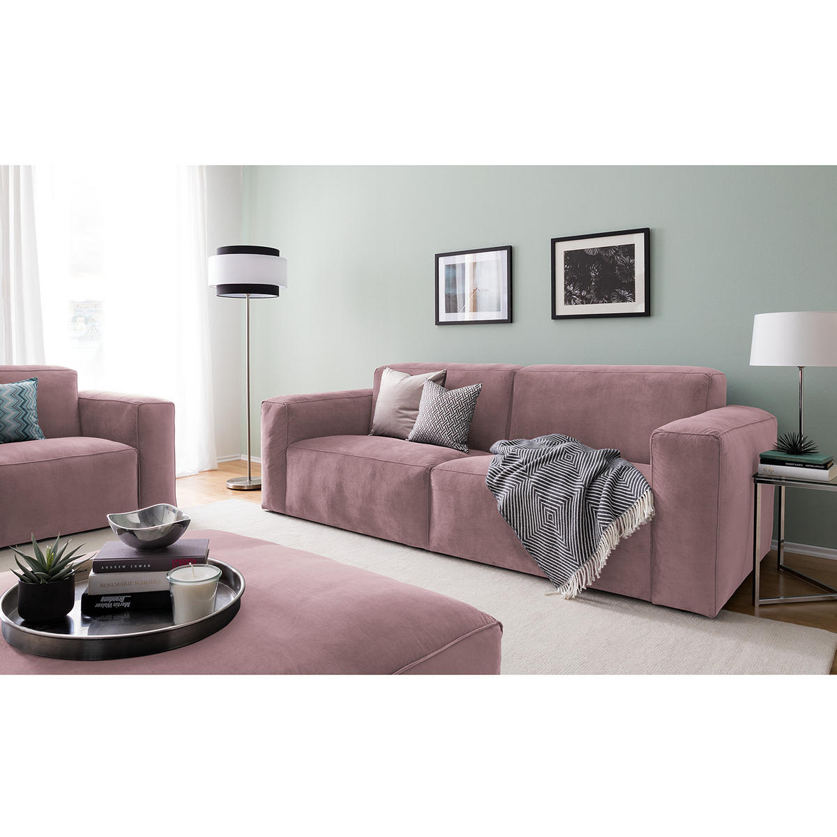 3-SITZER SOFA - Mauve, Textil (240/75/96cm) - home24