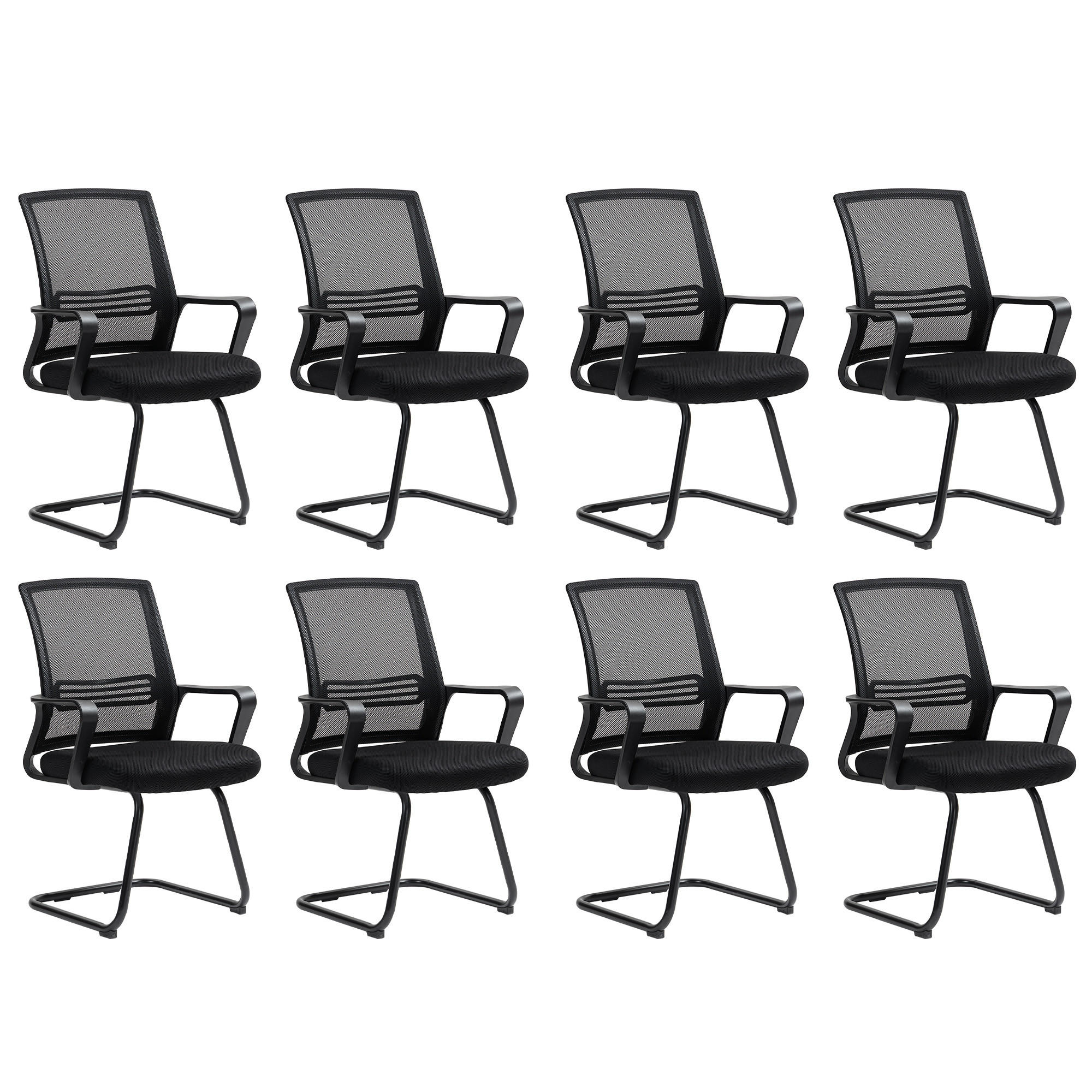 BESUCHERSTUHL 8er Set Polyester Metall Schwarz - Schwarz, Textil/Metall (57.5/93/58.5cm) - HOMCOM