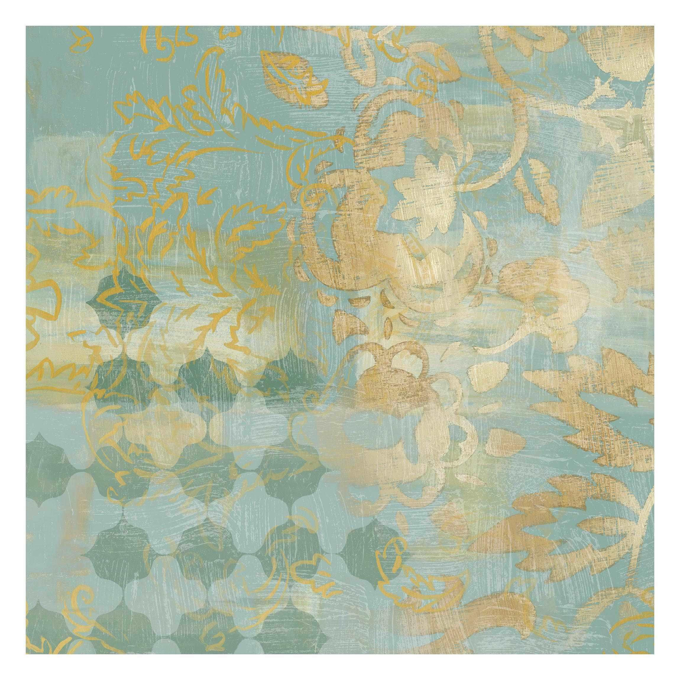 FOTOTAPETE Marokkanische Collage in Gold und Türkis II 240/240 cm - Goldfarben, Papier (240/240cm) - Bilderwelten