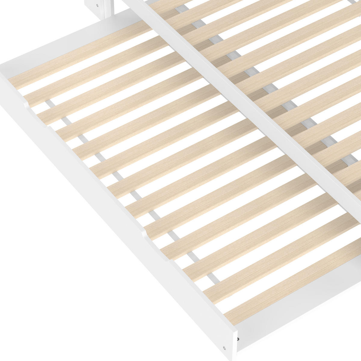 POLSTERBETT 90/200 cm Weiß aus Kiefernholz mit Ausziehbett - Weiß, Holz (90/200cm) - OKMYHOME