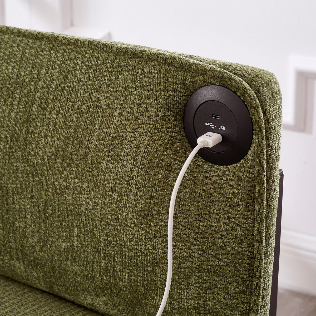 SCHLAFSOFA DE-35087 mit USB-Ladeanschluss Grün - Grün, Holz (82/79/176cm) - ComfortXL