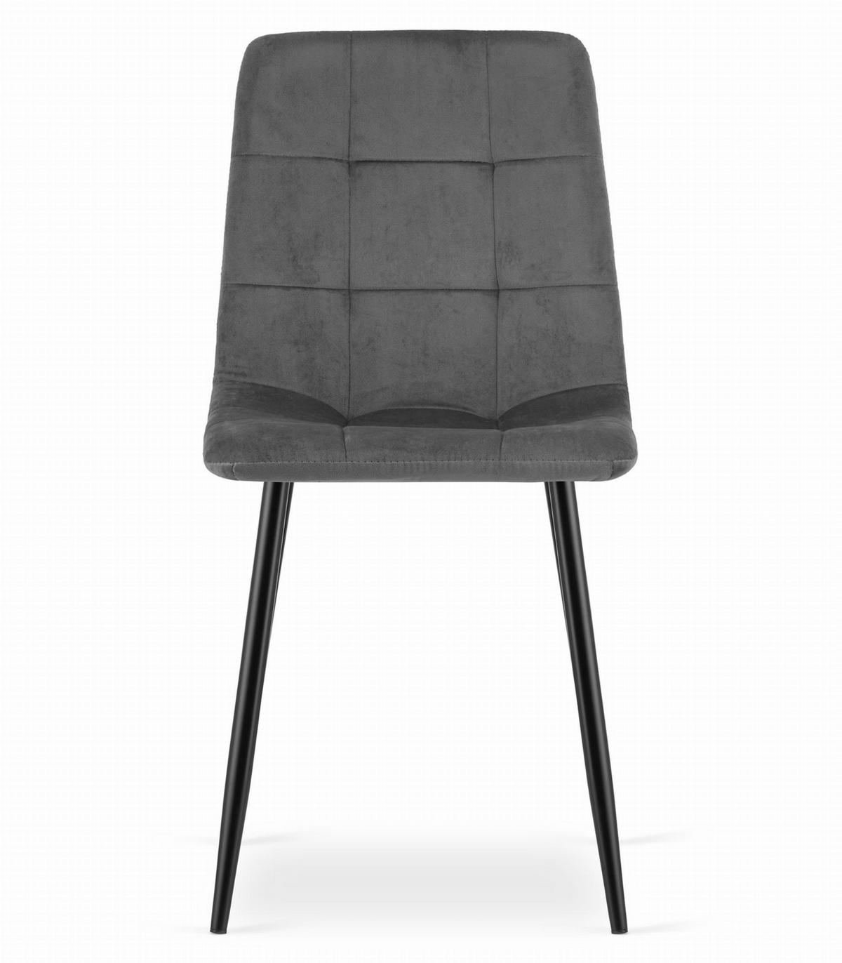 STUHL CETARA 2-er Set, Grau, mit Samtstoff gepolstert - Anthrazit, Textil/Metall (45/87/51cm) - Komodee