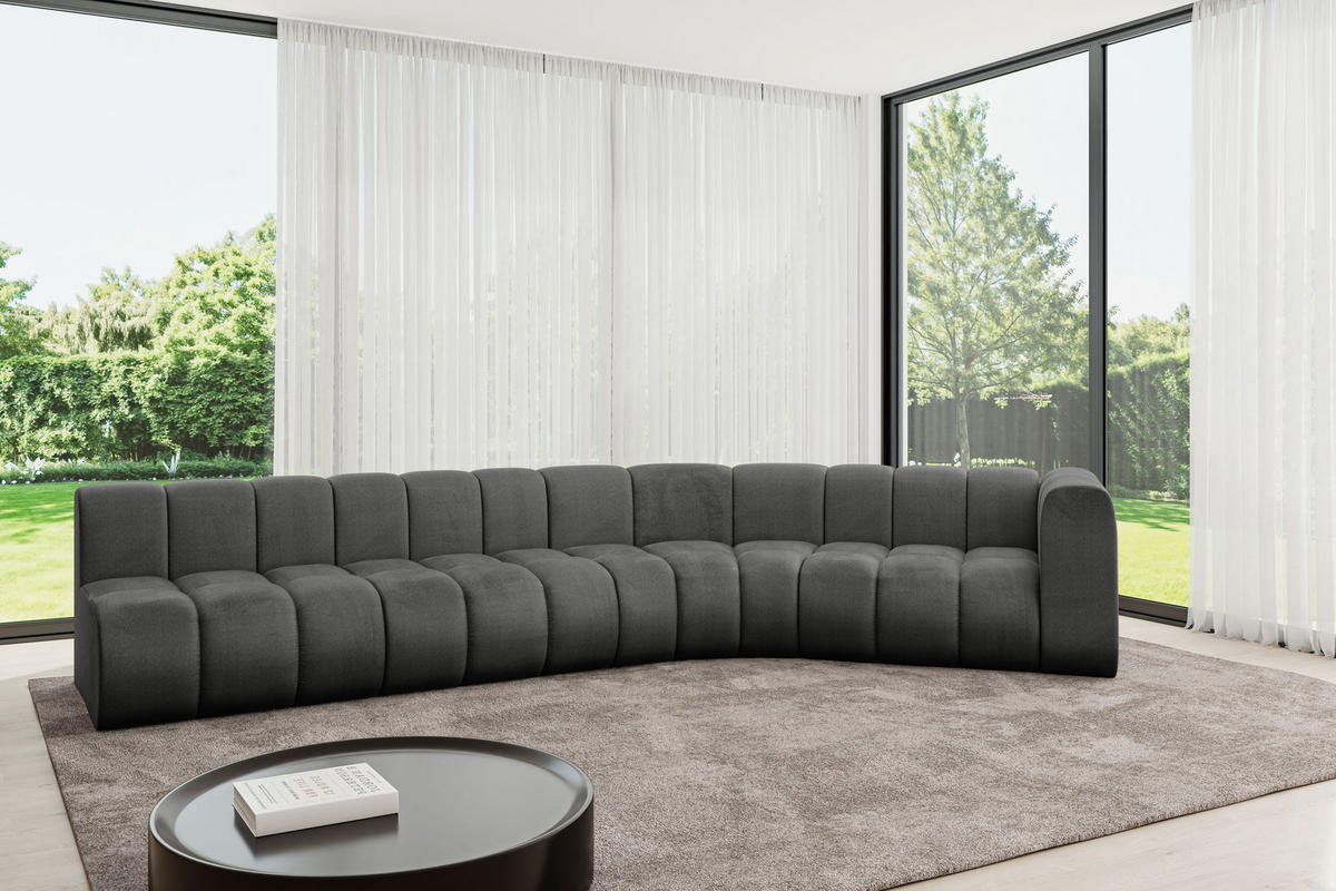 ECKSOFA modulares Sofa Karex-L2 - 399x194x70 cm Dunkelgrau - Dunkelgrau, Holzwerkstoff/Textil (399/194cm) - ALTDECOR