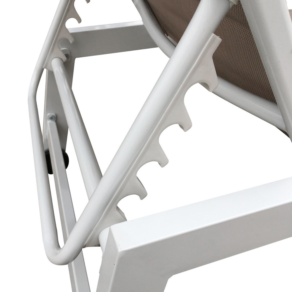 SONNENLIEGE Barbados Taupe und Weiß - Braun, Metall (61/95/198cm) - Happy Garden