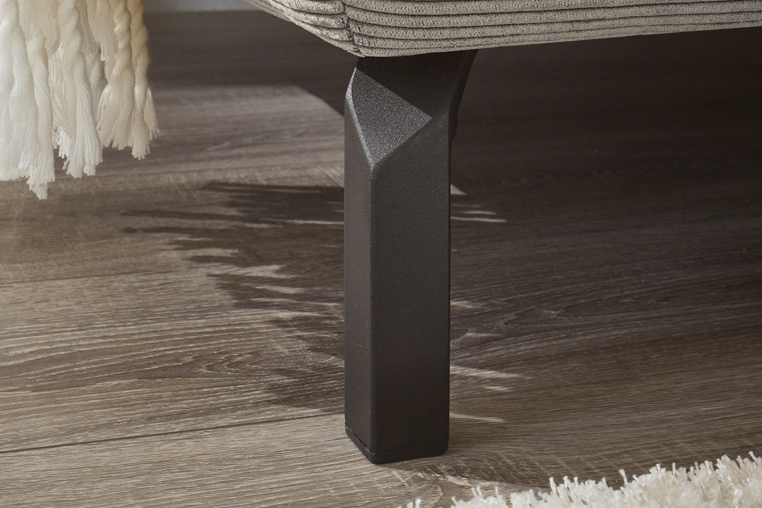 ECKSOFA DELIA Grau Cord - Schwarz/Grau, Textil/Metall (276/219cm) - KAWOLA